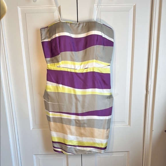 Beautiful Banana Republic Women’s Strapless Silk Dress Size 14 colorful stripes! - Picture 1 of 15